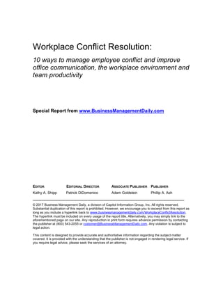 Workplace conflict Resolution | PDF