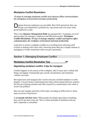 Workplace conflict Resolution | PDF