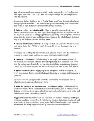 Workplace conflict Resolution | PDF