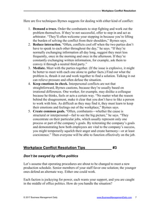 Conflict Resolution Email Example Workplace conflict Resolution | PDF