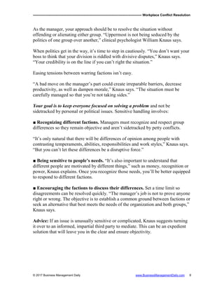 Workplace conflict Resolution | PDF