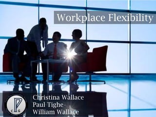 Workplace Flexibility

Christina Wallace
Paul Tighe
William Wallace

 