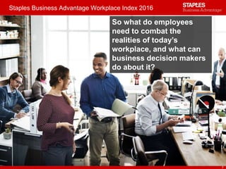 Staples Business Advantage Workplace Index 2016
7
So what do employees
need to combat the
realities of today’s
workplace, and what can
business decision makers
do about it?
 