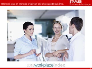 Millennials want an improved breakroom and encouraged break time.
9
 