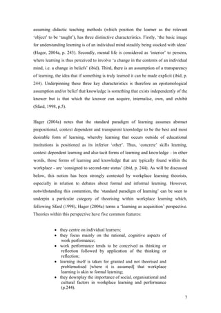 Workplace Learning - Shift in state of workplace
 