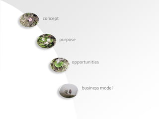 concept



          purpose



               opportunities




                    business model
 
