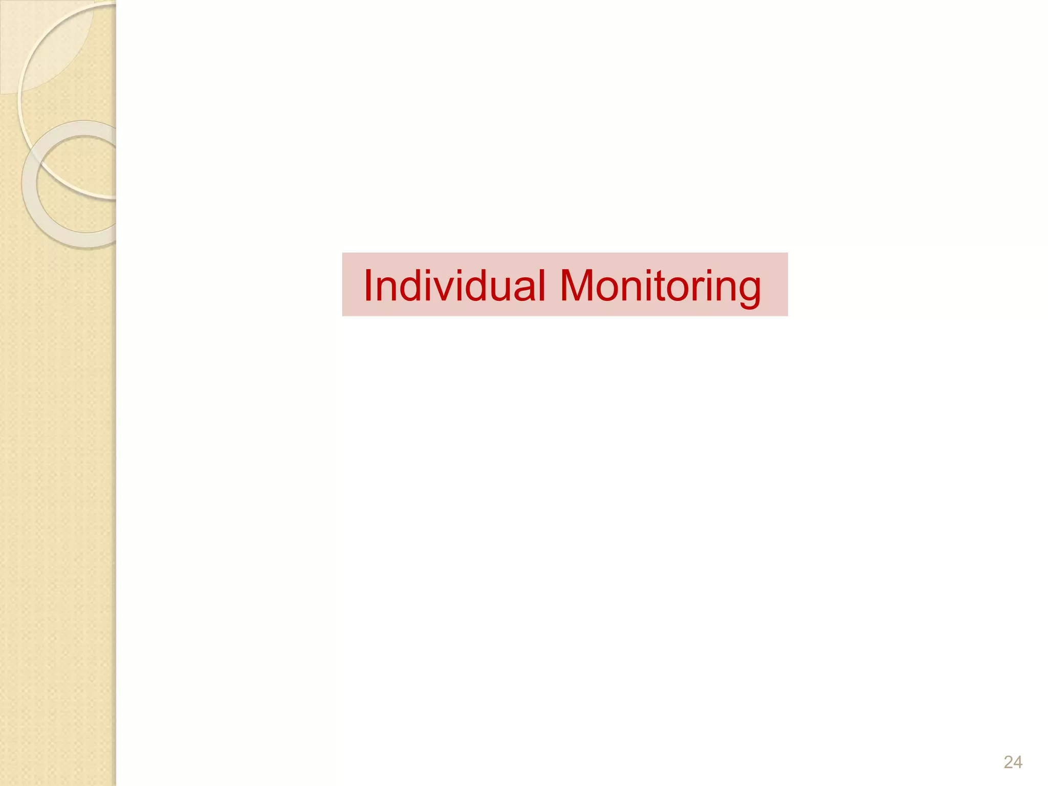 24
Individual Monitoring
 