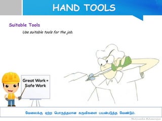 Suitable Tools
Use suitable tools for the job.
Ntiyf;F Vw;w nghUj;jkhd fUtpfis gad;gLj;j Ntz;Lk;.
 