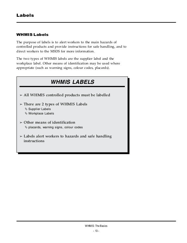 What are 2 types of whmis labels