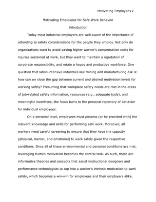 Workplace Safety Motivation | PDF