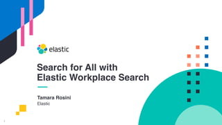 1
Tamara Rosini
Elastic
Search for All with
Elastic Workplace Search
 