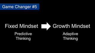 Game Changer #5
Fixed Mindset Growth Mindset
Predictive
Thinking
Adaptive
Thinking
 