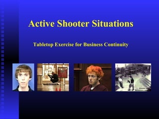 Active Shooter Situations
Tabletop Exercise for Business Continuity
 