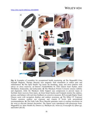 https://doi.org/10.1002/aisy.202100099
35
a) b)
c) d)
e)
f) g) h)
Fig. 4: Examples of wearables for occupational health mo...