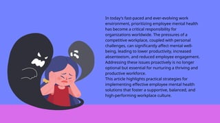 Workplace Wellness Effective Strategies for Employee Mental Health ...