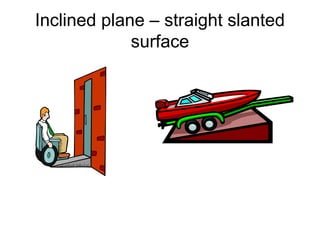 Inclined plane – straight slanted
surface