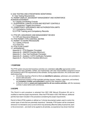 Comprehensive Permit to Work (PTW) System for Hazardous Activity ...