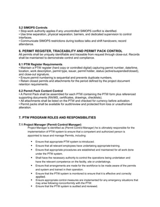 Simops Permit Comprehensive Permit to Work (PTW) System for Hazardous Activity ...