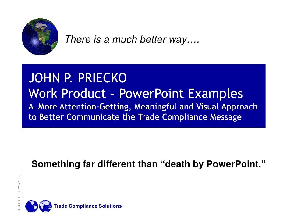 Work Product Slide Examples