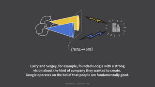 Larry and Sergey, for example, founded Google with a strong
vision about the kind of company they wanted to create.
Google operates on the belief that people are fundamentally good.
#WORKRULES | WORKRULES.NET
 