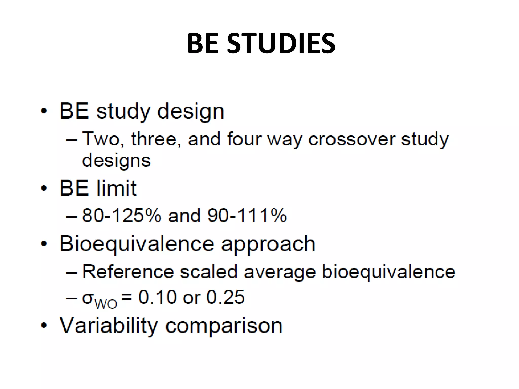 Regulatory requirements-BA/BE Studies | PDF