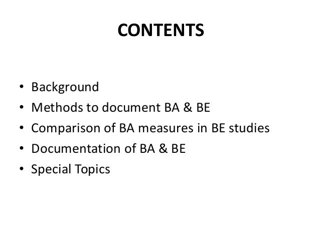Regulatory requirements-BA/BE Studies