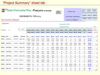 “Project Summary” sheet tab
 