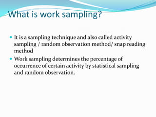 Work Sampling Method