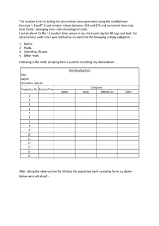 Work Sampling | PDF