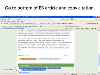 Go to bottom of EB article and copy citation.
 