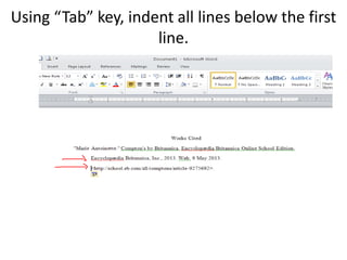 Using “Tab” key, indent all lines below the first
line.