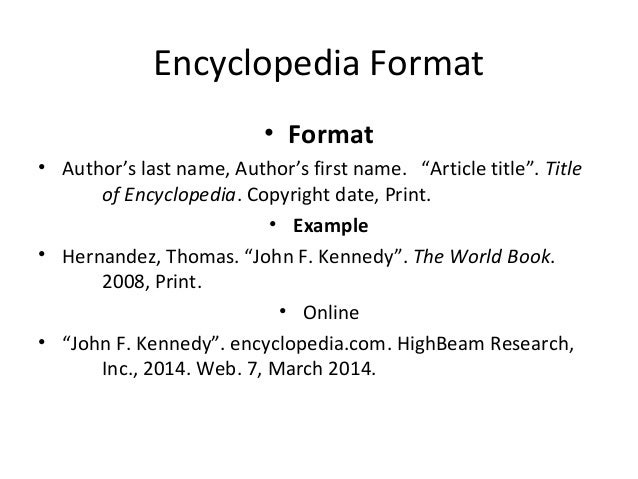 works cited for a ppt encyclopedia format