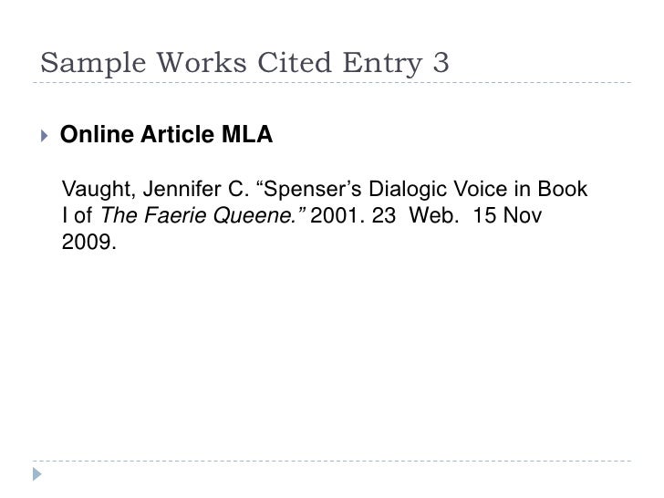 works cited guidelines work cited entry