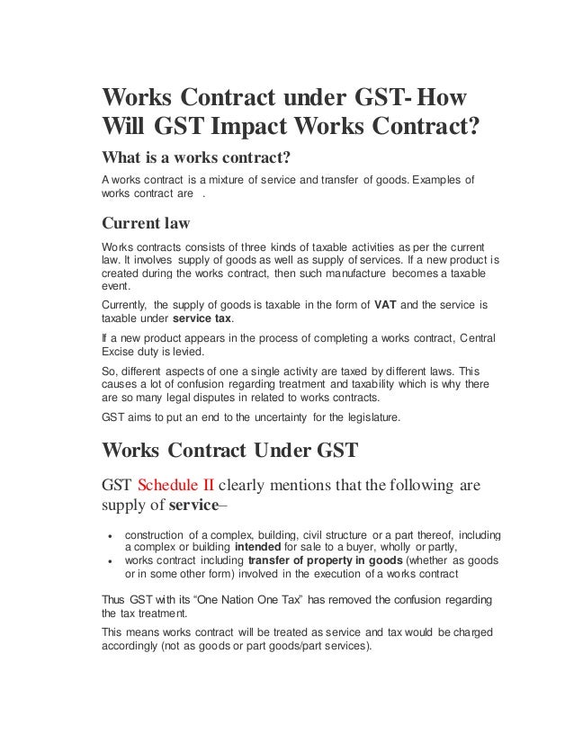 Works contract under GST