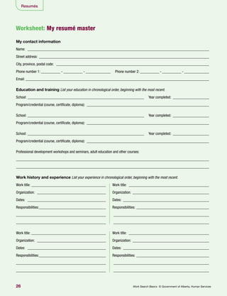 Work Search Basics Examples Work Search Basics | PDF