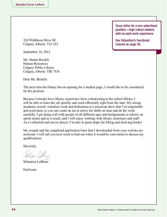 work study cover letters