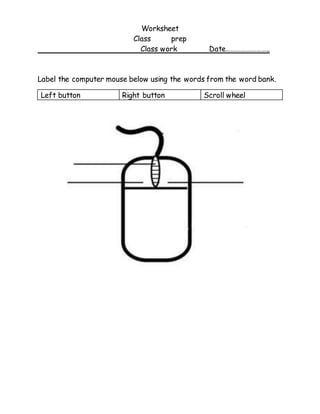 grade prep computer Worksheet | DOCX