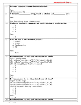 Worksheet - python Pandas numerical py pdf | PDF