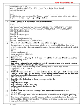 Worksheet - python Pandas numerical py pdf | PDF