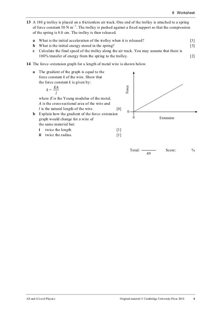 Cambridge A Level Physics Worksheets