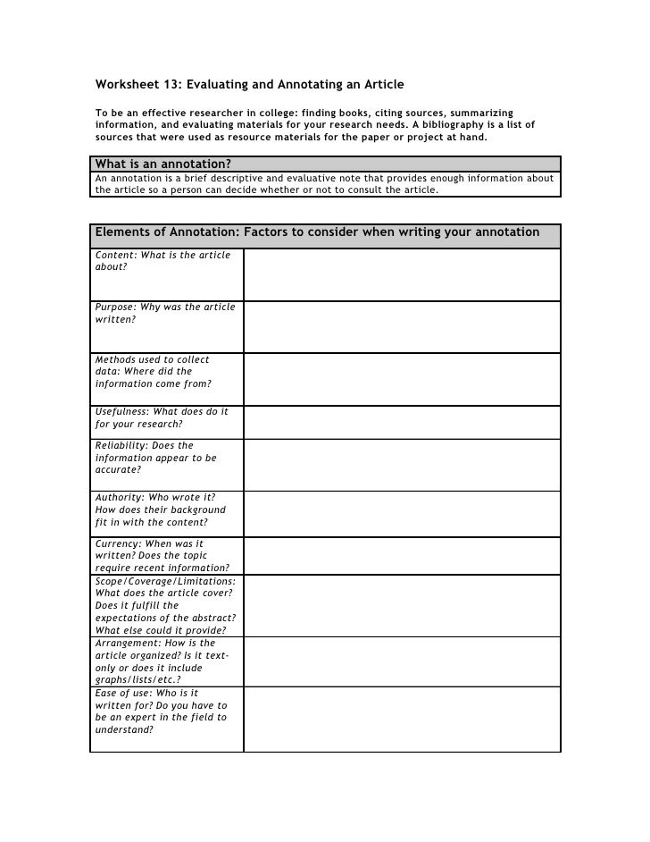 annotation practice worksheet high school