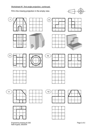 First Angle Projection Sheet.pdf Worksheet 1 first_angle | PDF