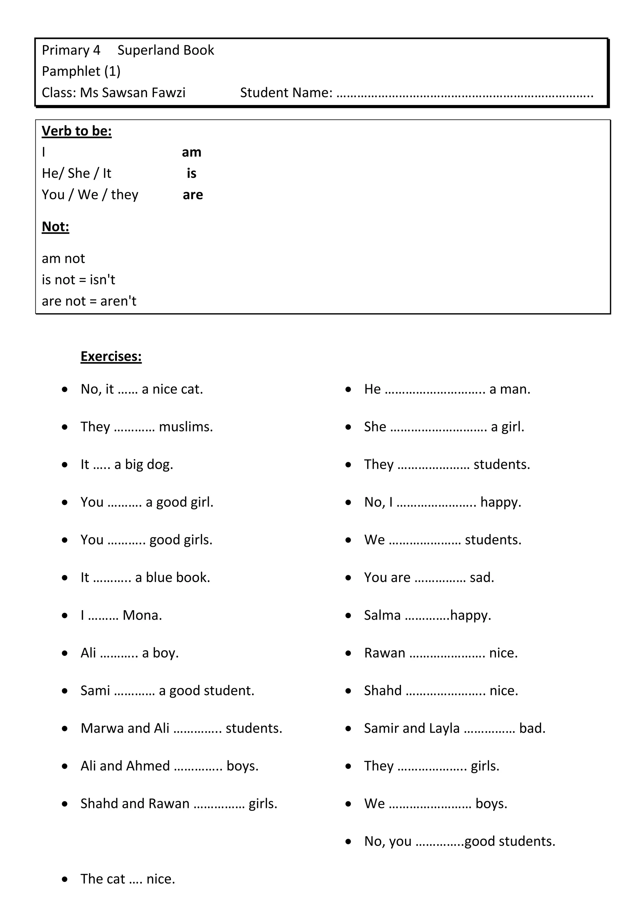 Superland Worksheet: Have got + Verb to Be + Present Simple | PDF
