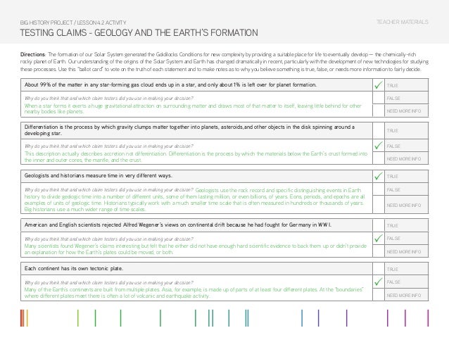 Lesson 42 Activity Testing Claims Geology And The