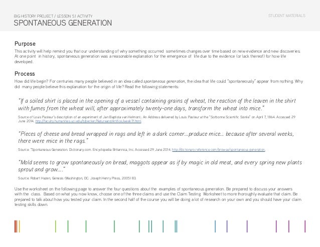 Lesson 5.1 Activity: Spontaneous Generation