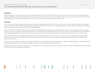 Lesson 4.3 Activity: Revising Investigation Writing - Constructing an ...