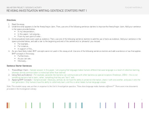 essay paragraph starters