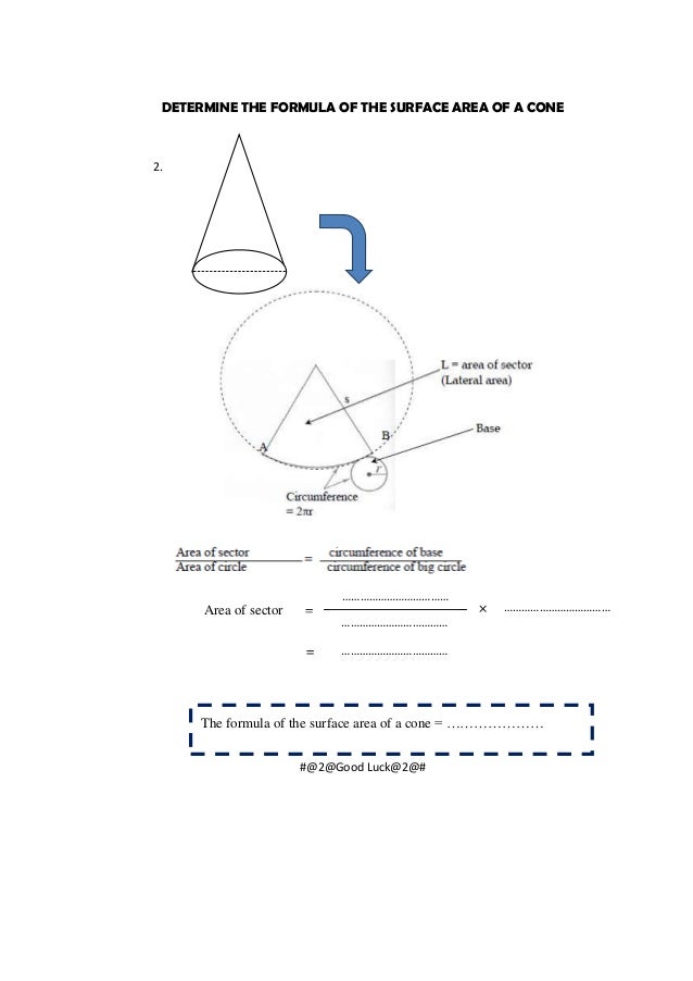 Worksheet determine the surface area of a cylinder and a cone