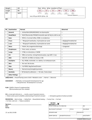 Worksheet newborn to 3 mon