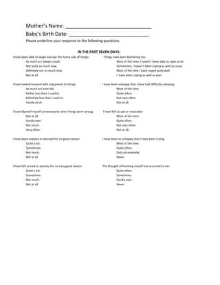 Worksheet newborn to 3 mon